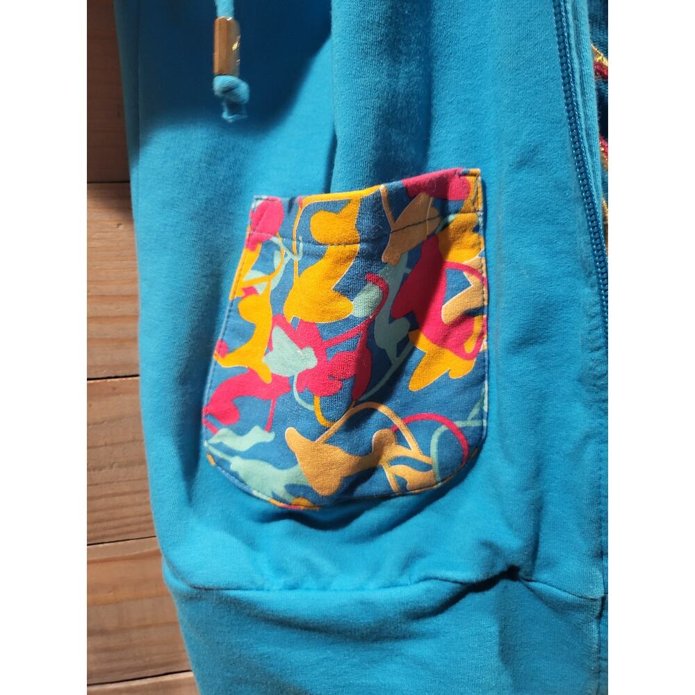 Vintage Baby Phat XL Flowery Blue Short Sleeves Hooded Jacket with POP Zipper - Picture 4 of 8